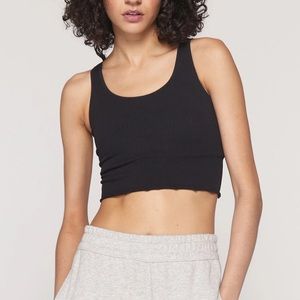 SPIRITUAL GANGSTER Black Ribbed Crop Tank